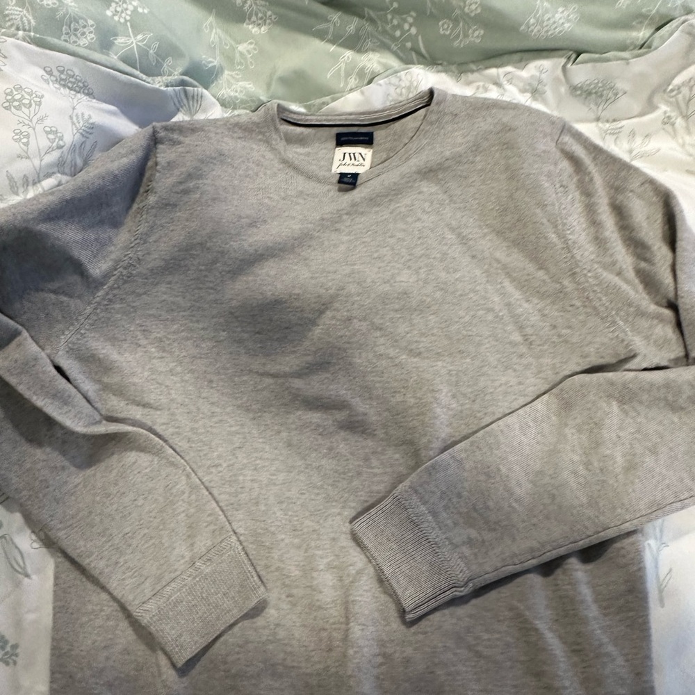 JWN Women's Light Gray Crewneck Sweater Marino wool